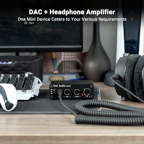 Fosi Audio Q4 DAC Headphone Amp for PC, Desktop Digital to Analog Audio Converter for Home Stereo Amplifier and Powered Speakers, PC-USB/Optical/Coaxial Inputs, 3.5mm Headphone/RCA Outputs