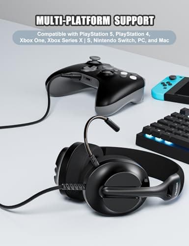 S30 Gaming Headset with Microphone,198g Lightweight Design, Wired Gaming Headphones for Xbox, Xbox Series X|S, PS5, PS4, Switch, PC, Noise Cancelling Mic, Soft Earmuffs (Black)