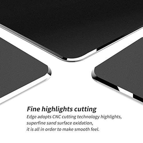 Vaydeer Hard Metal Mouse Pad for Desk Black Metal Aluminum Mouse Pad Mat Smooth Magic Ultra Thin Double Side Mouse Mat Waterproof for Gaming and Office, 9.05X7.08 Inch