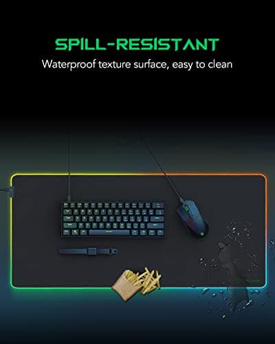 Black Shark RGB Mouse Pad 35.4"x15.75"x0.15" Extended Desk Mat with Smooth Surface and 11 Lighting Effects, Desk Pad with Anti-Fray Stitched Edges and Non-Slip Rubber Base, Gaming Mouse Pad Manta P7
