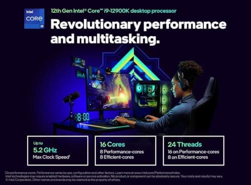 Intel Core i9-12900K Gaming Desktop Processor with Integrated Graphics and 16 (8P+8E) Cores up to 5.2 GHz Unlocked LGA1700 600 Series Chipset 125W