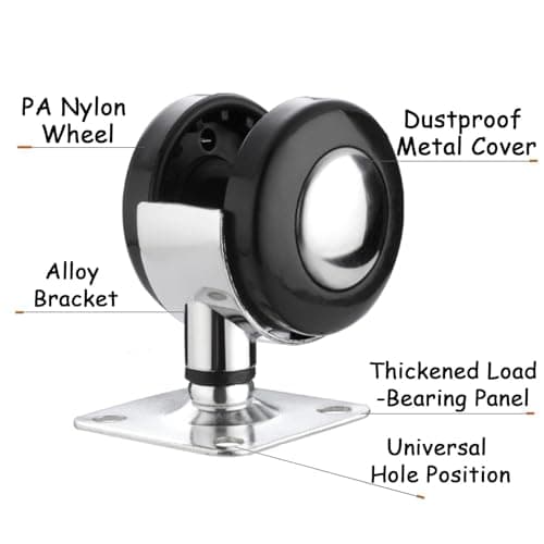 4 Pcs Swivel Castor Wheel,2 Inch Heavy Duty Plate Caster Wheel,Furniture Alloy Decorative Wheels,360 Degree Silence Rotating,Small Shelf,Bookcases Replacement Casters Wheels