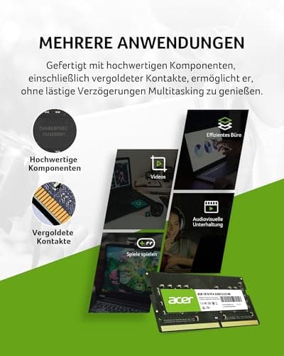 Acer SD100 8GB RAM DDR4 (1x8GB) Laptop Ram 3200 MHz SODIMM PC4-2500 CL22 Memory 1.2v - BL.9BWWA.206