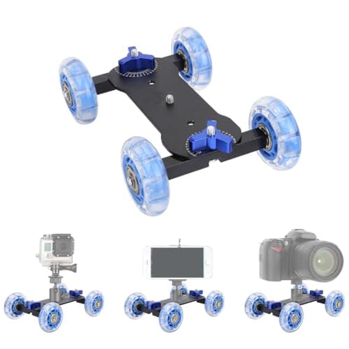 Joyzan Camera Dolly Wheel, Scaled Table Skater Slider Car 10KG Load Rail Roller Track Mini Adjustable Desktop Portable Professional DSLR Camcorder Mirrorless Cell Phone Video Low Level Noise Shooting