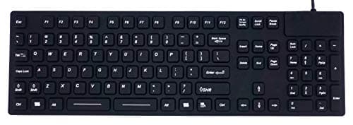 DSI Keyboard with Number Pad IP68 Waterproof Industrial Rugged Silicone IKB105, Black