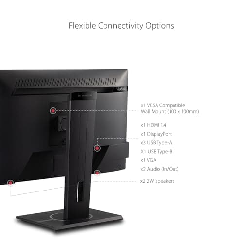 ViewSonic VG2440 24 Inch IPS 1080p Ergonomic Monitor with HDMI, DisplayPort, VGA, USB Inputs for Home and Office