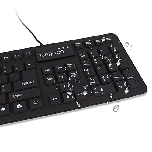 Sungwoo Foldable Silicone USB Wired Standard Waterproof Rollup Keyboard for PC Notebook Laptop, Full Size (Black)
