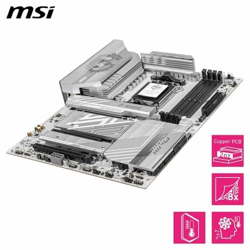 msi MPG B850 Edge TI WiFi Motherboard, ATX - Supports AMD Ryzen 9000/8000 / 7000 Processors, AM5-80A SPS VRM, DDR5 Memory Boost (8400+MT/s OC), PCIe 5.0 x16, M.2 Gen5, Wi-Fi 7, 5G LAN