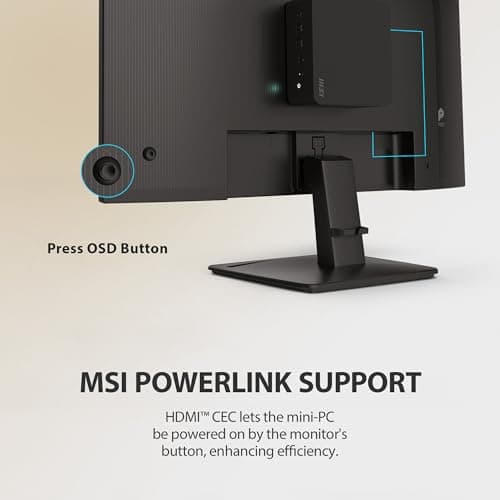 MSI PRO MP252 E2 24.5-inch IPS 1920 x 1080 (FHD) Gaming Office Monitor, 120Hz, Adaptive-Synch, HDR Ready, HDMI, VGA Port, Display Port,VESA Mountable, Tilt, Speaker, 4-Side Slim Bezel, 1ms, Black