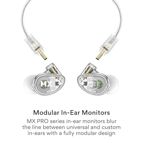 MEE audio Professional MX3 PRO Triple-Driver Hybrid Musician's in Ear Monitor Headphones with Enhanced Midrange and Warm Tonality, Noise Isolating Earphones with Detachable Cables, Transparent