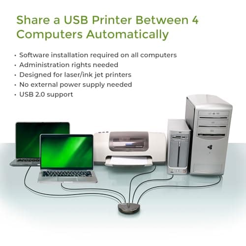 IOGEAR 4-Port USB 2.0 Automatic Printer Switch, GUB431