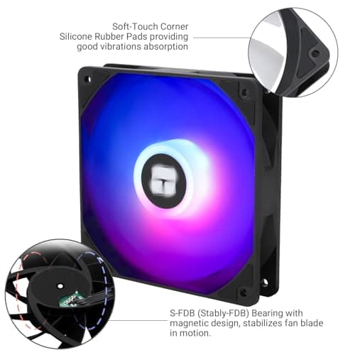 Thermalright 5 Pack TL-C12C-S CPU Fan 120mm ARGB Case Cooler Fan, 4pin PWM Silent Computer Fan with S-FDB Bearing Included, up to 1550RPM Cooling Fan（5 Quantities）