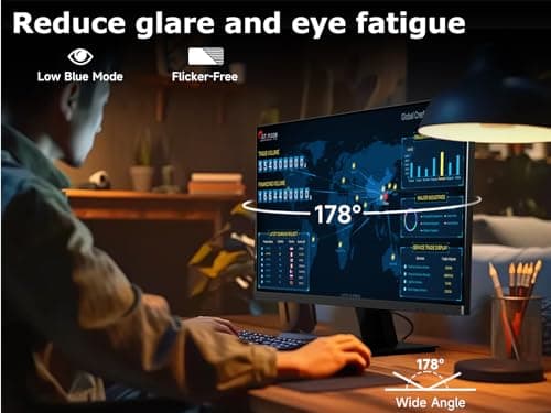 24 Inch Monitor, FHD 100Hz 1080P, IPS 16:9 Frameless Computer Monitor, 99% sRGB, Low Blue Light Eye Care, FreeSync, PC Screen Built-in Speakers, HDMI VGA Display, VESA, Tilt Adjustable, Black