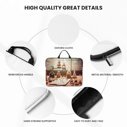 Chemistry Lab Laptop Case Sleeve 14 inch Shockproof Protective Notebook Case Travel Laptop Bag with Handle Waterproof Computer Cover Briefcase Handbags for Men Women