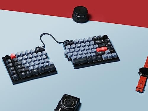 Keychron Q11 QMK/VIA TKL Split Keyboard Ergonomic, 91 Keys 75% Layout Wired Mechanical Gaming Keyboard Mac & Windows with Full Alu Frame, PBT Keycaps & Knobs, RGB Backlight Hot-Swappable Red Switch