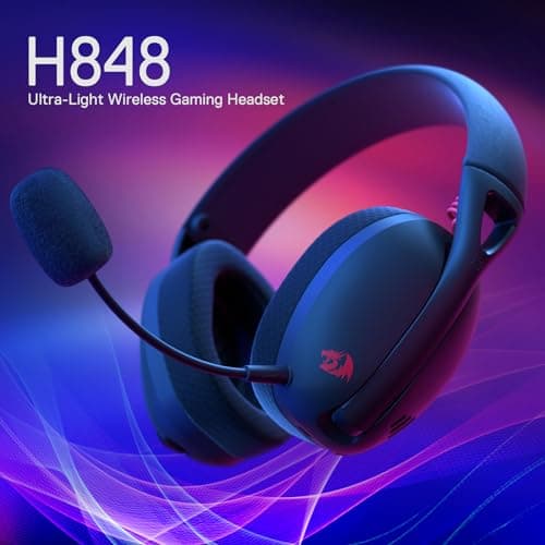 Redragon H848 BT Wireless Gaming Headset - Lightweight - 7.1 Surround Sound - 40MM Drivers - Detachable Microphone - Multi Platforms for PC, PS5/4/3, Switch, Mobile