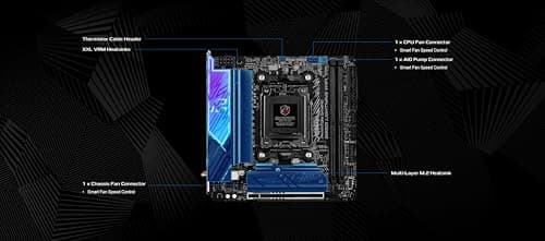 ASRock AMD B850i Lightning WiFi 6E Socket AM5 Ryzen 9000/8000/7000 Series DDR5 8200+ (OC) MHz 128GB Mini ITX Motherboard M.2 SATA3 6.0 Gb/s PCIe 5.0 B850 BIOS Flashback