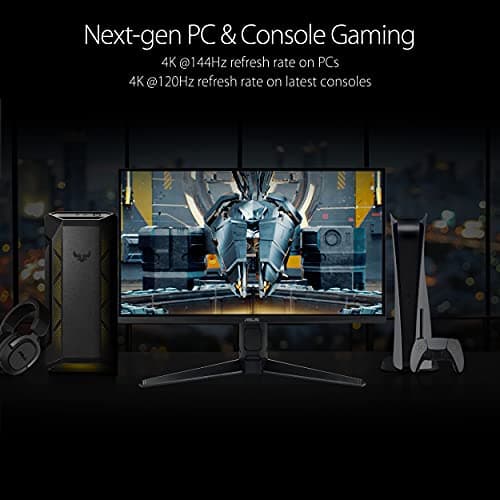 ASUS TUF Gaming 28” 4K 144HZ DSC HDMI 2.1, Monitor (VG28UQL1A) - UHD (3840 x 2160), Fast IPS, 1ms, Extreme Low Motion Blur Sync, G-SYNC Compatible, FreeSync Premium, Eye Care, DCI-P3 90%,BLACK