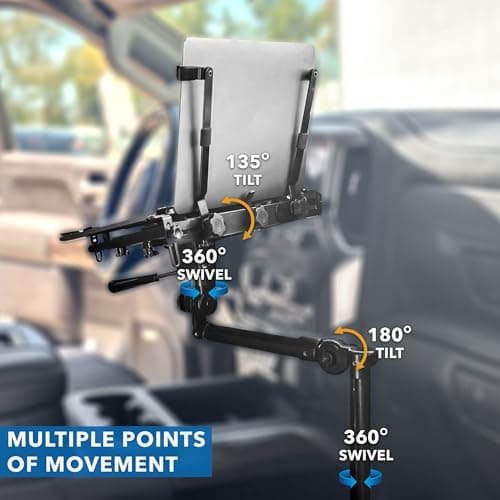 Mount-It! Universal Vehicle Laptop Mount for Cars, Trucks & Vans – No-Drill Installation, Adjustable Height, Full Motion Swivel, and Cooling Tray for Laptops Up to 17"