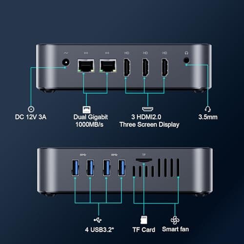 DreamQuest Mini Pc Windows 11 Pro Preloaded, Intel 12th N95 (up to 3.4GHz) Mini Desktop Computers with 16GB RAM 512GB M.2 SSD, Support 4k@60Hz,WiFi 5, Bluetooth4.2, USB3.2 * 4, Dual LAN, HDMI*3