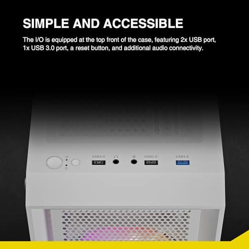 GAMDIAS White ATX Mid Tower Gaming Computer PC Case with Side Tempered Glass, Preinstalled 4X 120mm ARGB Fans, Support Up to 6X 120mm Fans, 360mm AIO/Radiator, 340mm GPU/VGA, 160mm CPU Air Cooler