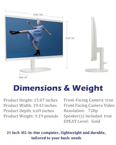 HP All-in-One Desktop Computer, Microsoft Office Lifetime License, Win 11 Pro, Wi-Fi 6, Bluetooth, Intel Celeron J4025 Processor, 21.5'' FHD Display (32GB RAM • 1TB SSD)