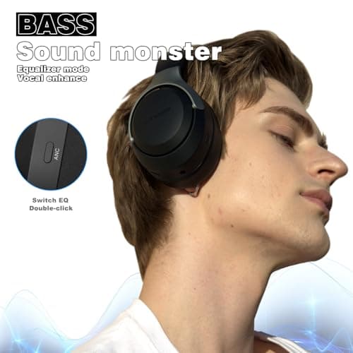 LC30Pro Hybrid Active Noise Cancelling Headphones, 100H Playtime Bluetooth Headphones, HiFi Audio Wireless Headphone with 3 EQ Modes, Low Latency & Foldable Design for Work/Travel/TV