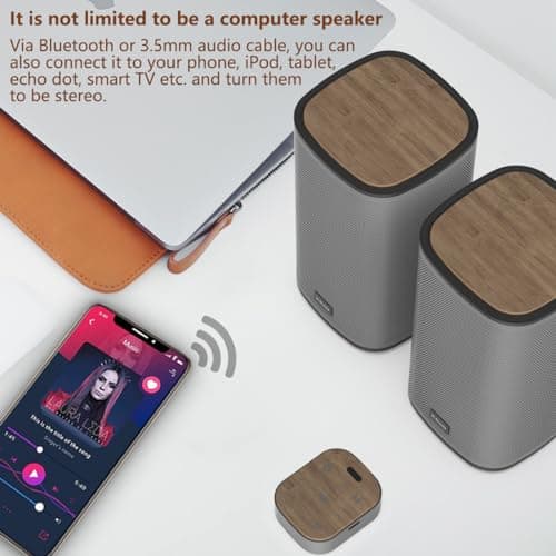 Bluetooth Computer Speakers with Wireless Touch Control Pod for PC Laptop/Desktop Wireless Stereo Gaming Speakers, 4 EQ Modes, Aesthetic Style, 2024 New Model