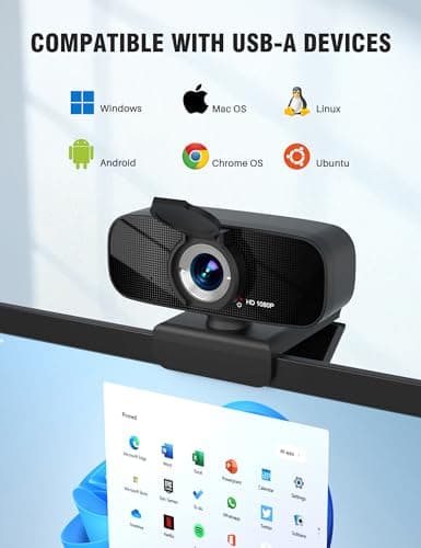 Full HD 1080P Webcam with Microphone and Rotatable Tripod, Light Correction, Wide Angle and Plug and Play Video Camera for Desktop PC or Laptop