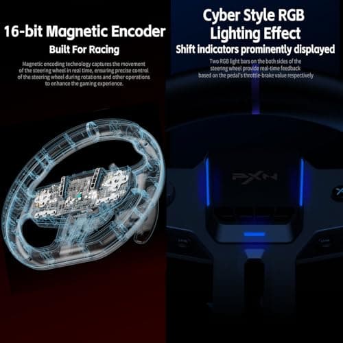 PXN PC Steering Wheel, Gaming Racing Wheel V9 GEN2 Universal USB Car Simulation 270/900° Race Driving Wheel With Pedals and Shifter for PC, Switch, Xbox One, Xbox Series X/S, PS4, PS3
