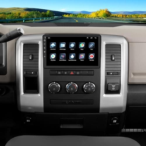 for Dodge RAM 1500 2500 3500 Radio Upgrade 2009 2010 2011 2012,Android Stereo Replacement,QLED Touch Screen,8core CPU,Build in Wireless carplay Wired Android Auto,Free Camera