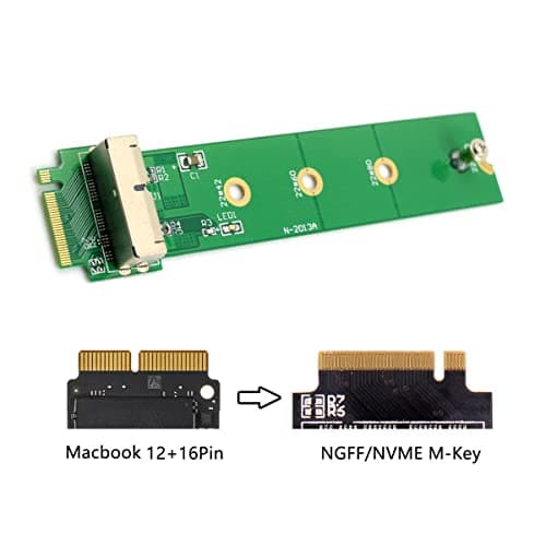 Cablecc 12+16Pin SSD to NVME M.2 NGFF M-Key for 2013 2014 2015 2016 2017 MacBook SSD