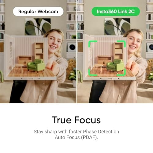 Insta360 Link 2C Tripod Bundle - 4K Webcam for PC/Mac, 1/2" Sensor, Auto Framing, HDR, AI Noise-Canceling Mic, Gesture Control for Streaming, Video Calls, Gaming, Works with Zoom, Teams, Twitch & More