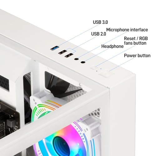 LXZ Gaming PC Desktop AMD Ryzen 7 8700F | AMD Radeon RX 7650GRE 8GB | 32GB DDR5 RAM | 1TB SSD | High-End Tower Computer(White)