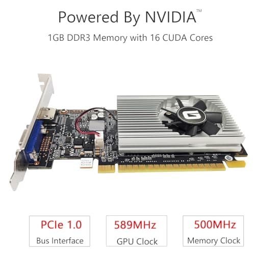 GeForce GT 210 1024 MB DDR3 Low Profile Graphics Card, PCI Express 1.0 x16, Entry Level GPU for PC, SFF and HTPC (HDMI/VGA)