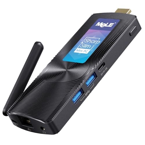 MeLE PCG02 N100 Slim Mini PC Stick Windows 11 Home 4GB/128GB, Full Function USB-C Fanless Mini Computer Stick 2X HDMI 4K Display 2.4/5G WiFi BT5.1 GbE Micro PC with Vesa, on Office IoT Digital Signage