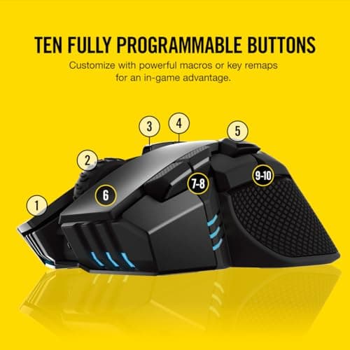 Corsair IRONCLAW WIRELESS RGB Rechargeable Gaming Mouse with Slipstream Technology - 18,000 DPI - 3-Zone RGB Multi-Color Backlighting - Black