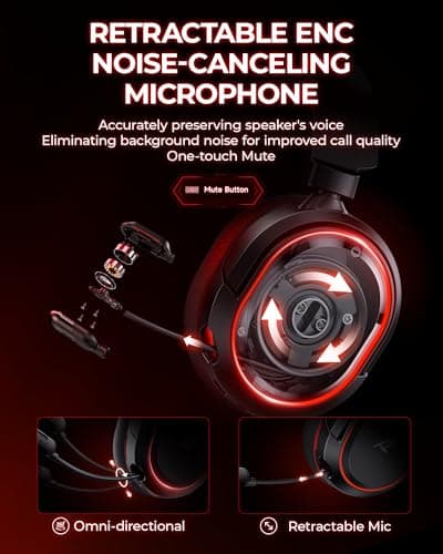 Wireless Gaming Headset， 7.1 Surround Sound， 2.4Ghz USB Gaming Headphones Bluetooth 5.4,100-Hr Noise Canceling Mic RGB Light, Wireless Headset for PC PS5 PS4 Mac Switch，ONLY Wired Mode Suit for Xbox