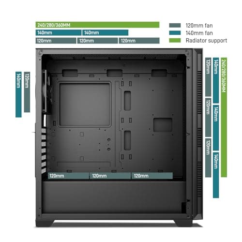 DARKROCK ES1 Silence Edition Black E-ATX PC Case - Noise-Reducing Material Side Panels,3 x Pre-Installed Non-RGB Fans with Fan Ducts,Magnetic Dust Filters,Type-C Ready.