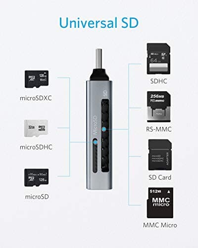 Anker SD Card Reader, 2-in-1 USB C Memory Card Reader for Digital Camera SD Card Viewer with Dual Slot for SDXC, SDHC, SD, MMC, RS-MMC, Micro SDXC,MicroSD, Micro SDHC Card, and UHS-I Cards