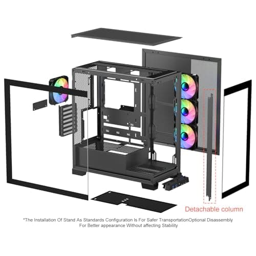 SAMA NEVIEW 4503 Mid Tower PC Case with Dual Tempered Glass Panels, 4×120mm ARGB Fans Pre-Installed, High Airflow ATX PC Case for Case PC Gaming, USB 3.0×2, Type-C Port, Supports Top 360mm AIO – Black