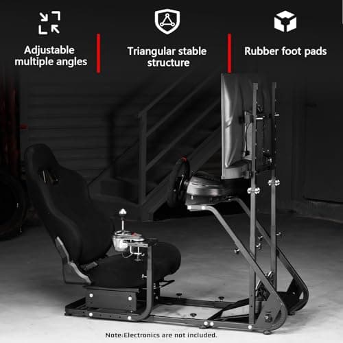Dardoo g923 Racing Simulator Cockpit with Monitor Mount and Black Seat Adjustable Fits For Logitech g29 g920, Thrustmaster t300 Simulated Cockpit Without Shifter, Wheel, Pedals and Display