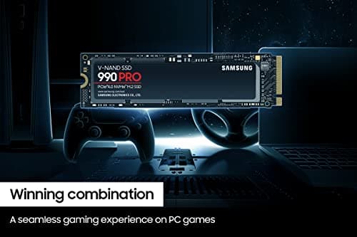 Samsung 990 PRO SSD 1TB PCIe 4.0 M.2 2280 Internal Solid State Hard Drive, Seq. Read Speeds Up to 7,450 MB/s for High End Computing, Gaming, and Heavy Duty Workstations, MZ-V9P1T0B/AM