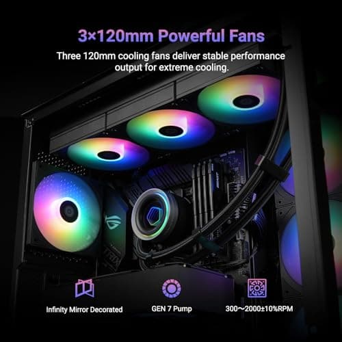 ID-COOLING FX360 INF 360mm Liquid CPU Cooler, AIO Cooler with ARGB Infinity Mirror Effect, 3x120mm Daisy-Chained Fans Low-Noise Operating 27.2dB(A) Max., Intel LGA1851/1700/1200/115X & AMD AM5/AM4