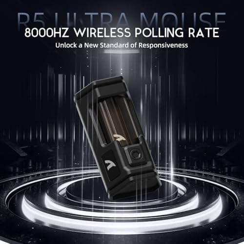 R5Ultra 8K Carbon Fiber Wireless Gaming Mouse with 42,000 DPI -PAW3950 MAX Sensor -Nordic 52840 MCU Chip-39g Ultra-Lightweight -Wired/BT/2.4GHz Wireless Programmable Mice Griptape for PC/Mac(White)