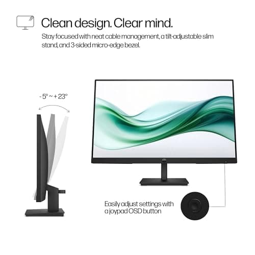HP 24" FHD VA Monitor with 5 ms Response Time, Anti-Glare, Flicker Free, VESA Mount (100x100mm), HDMI, VGA & Dockztorm USB Port Expander, Black Color (2025 Latest Model)