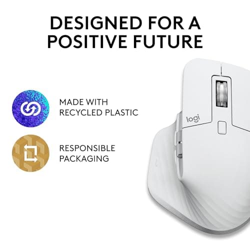 Logitech MX Master 3S for Mac - Wireless Bluetooth Mouse with Ultra-Fast Scrolling, Ergo, 8K DPI, Quiet Clicks, Track on Glass, Customization, USB-C, Apple, iPad - Pale Grey