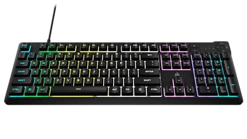 Corsair K55 CORE RGB Membrane Wired Gaming Keyboard – Quiet, Responsive Switches – Spill Resistance – Ten-Zone RGB – Media Keys – iCUE Compatible – QWERTY NA – PC, Mac – Black