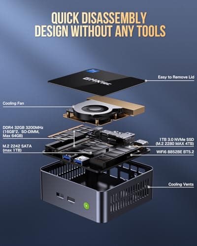 GMKtec Mini PC Intel Core i7-1195G7 (up to 5.0 GHz) 32GB DDR4 1TB SSD Desktop Mini Computers WiFi 6, BT 5.2/ DP, HDMI/RJ45 2.5G/USB4.0