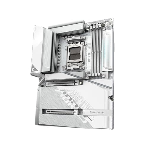 GIGABYTE X870 AORUS Stealth ICE AMD AM5 Motherboard, ATX, DDR5, 4X M.2, PCIe 5.0, 2xUSB-4,USB-C, WIFI7, 5GbE LAN, EZ-Latch